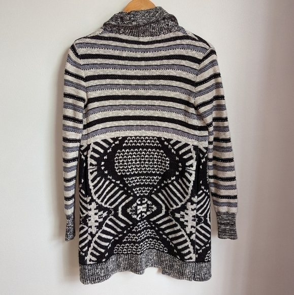 Urban OUTFITTERS Black & White Cotton Open Front Long Lined Knit Cardigan XS - Picture 13 of 13